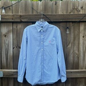 Polo Ralph Lauren Blue and White Checkered Dress Shirt